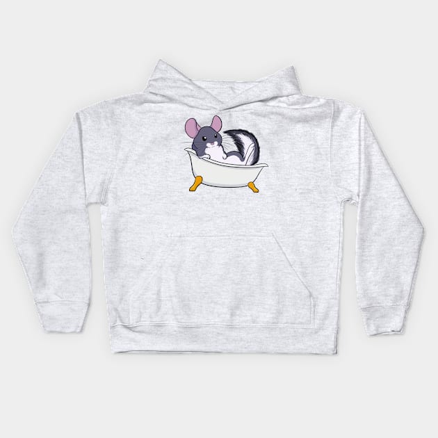 Chinchilla Bath Kids Hoodie by DeguArts